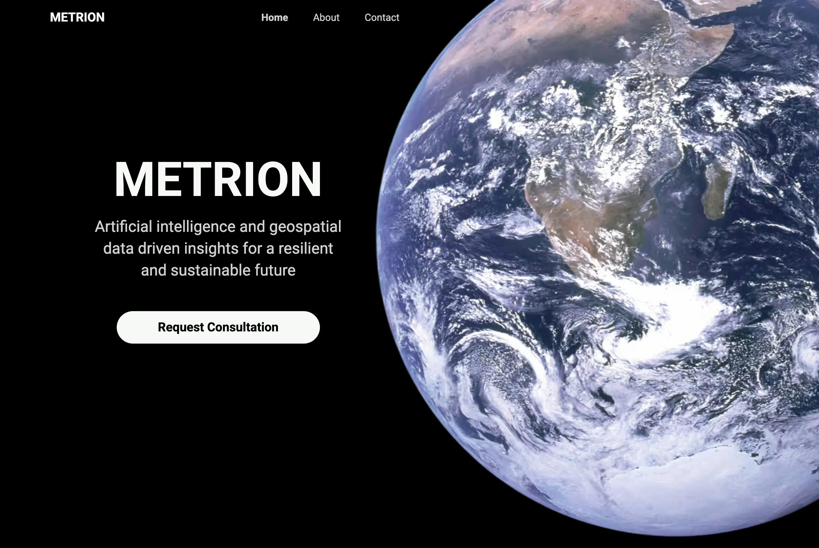Screenshot of the Metrion website